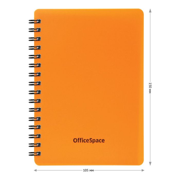 Записная книжка OfficeSpace "Neon", A6, 60 листов, на гребне, в клетку, оранжевая
