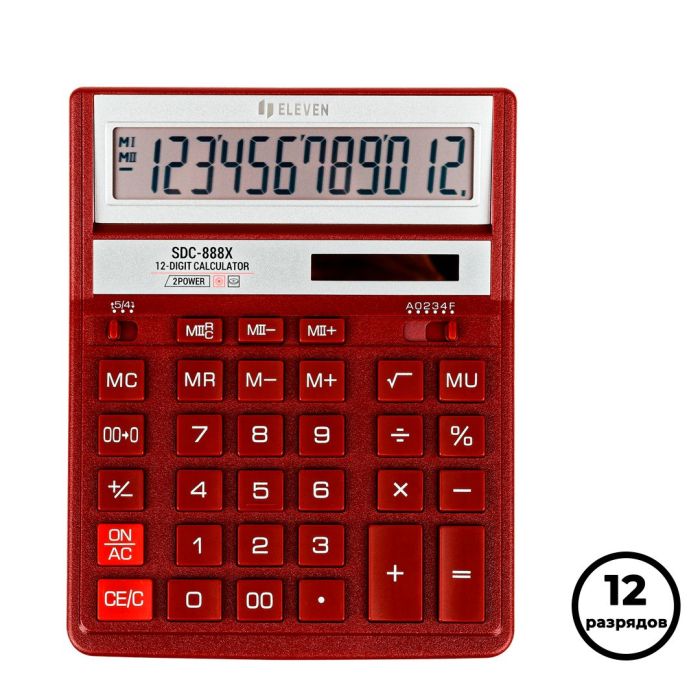 Калькулятор настольный Eleven SDC-888X-RD, 12 разрядов, 158*203*31 мм 