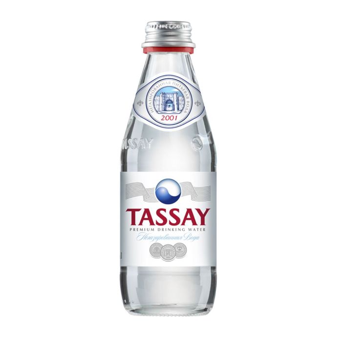 Вода негазированная питьевая "Tassay", 0,25 л, стеклянная бутылка